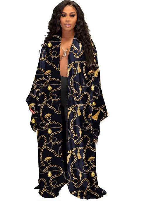 Printed Silk Satin Cardigan